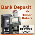 Order Bank Deposit Stamps & Teller Ink Stamps. Custom Trodat Ideal 80 4912, 100 4913 and 5204 Professional Stamps right here easy and fast. In by 4 out by next day.
