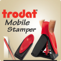 Trodat 9411, 9412, 9413, 9425 and 9430 Mobile Value Stamp is design for your pocket, your purse or your briefcase. One pinch and it opens. 1 Million sold.