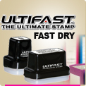 Order UltiFast Multi Stamp here. This Ink Stamp is for Rubber Stamping on Slick Surfaces. Permanent Ink. This UltiFast Stamp will even Print on Plastic. Re-Inkable