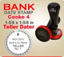 Cooke No. 4 Rotary Bank Teller Dater is popular with banks because has no rotating bands to wear out. Cooke No. 4 is designed for hard and arduous use.