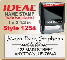 Order your personalized Name Stamp Rubber Stamps here. Choose a font style that you like, enter your personal address city state zip. Tell us your desired ink color and we'll go to work on your stamp.