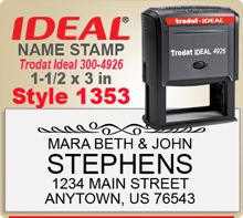 You will vend creative Name Stamp Rubber Stamps at this site. Choose a size and style that you like, enter your personal address city state zip. Choose your desired ink and we'll have you stamp on the way i