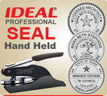 Ideal Embossing Professional Seal Hand Held 1-5/8 inch in diameter. This is an Ideal Seal Hand Held model used by Professionals everywhere. Order today.