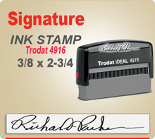Trodat 4916 Ink Signature Stamp. Size of imprint is 3/8 x 2-3/4 inches. This Trodat 4916 Ink Signature Stamp makes a nice size Signature Stamper