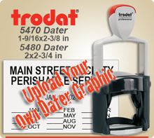 Trodat 5470 or 5480 Professional Dater For Graphic Upload. This Item Code is for Uploading your own complete dater Graphic File. This Dater is available to ship next day usually, if in by 4 PM Central.