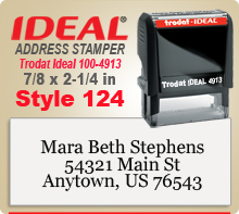Order a custom Trodat Ideal 100 4913 Style 132 Rubber Address Ink Stamp here online. Ships in 24 hours if ordered by 4pm Central time.