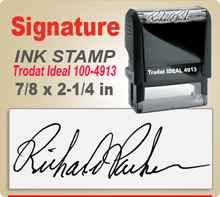 Trodat Ideal 100 4913 Ink Signature Stamp. Size of imprint is 7/8 x 2-1/4 inches. This Trodat Ideal 100 4913 Ink Signature Stamp makes a nice size Signature Stamper