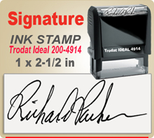 Trodat Ideal 200 4914 Ink Signature Stamp. Size of imprint is 1 x 2-1/2 inches. This Trodat Ideal 100 4914 Ink Signature Stamp makes a nice size Signature Stamper