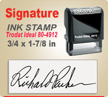 Trodat Ideal 80 4912 Ink Signature Stamp. Size of imprint is 3/4 x 1-7/8 inches. This Trodat Ideal 80 4912 Ink Signature Stamp makes a nice meduim Signature Stamper