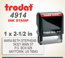 Trodat Ideal 200 4914 Self Inking Rubber Stamp. The impression space is 1 inch by 2-1/2 inches.