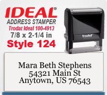 Order a custom Trodat Ideal 100 4913 Style 132 Rubber Address Ink Stamp here online. Ships in 24 hours if ordered by 4pm Central time.