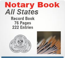 Basic Notary Record Book (Journal) - 76 Pages, 222 separate entries. Allows the option of recording three notarial acts per entry, for multiple signings with the same signer.  Record Book also offers space for a thumbprint.