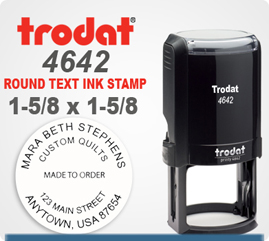 Trodat 4642 (46040) Round Printy Self Inking Rubber Stamp for placement of a full logo or seal. This Trodat Printy 4642 has a 1-5/8 inch diameter impression area.