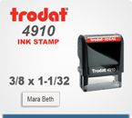 Buy this Trodat Printy 4910 Self Inking Rubber Stamp. The print area is 3/8 inch by 1 inch. Order today by 4 pm central and ships tomorrow