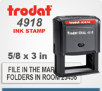 Order online Trodat Printy 4918 Self Inking Custom Rubber Stamp. Stamp prints in space 5/8 inch by 3 inches. Personalize your information by 4 pm central and it ships in a day.