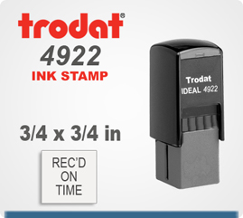 Trodat Printy 4922 Inspection size Rubber Ink Stamp. The 4922 is a 3/4 inch by 3/4 inch square. Order this inspection stamp by 4 pm central time and it ships in 1 day.