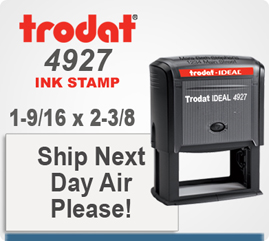 Trodat Printy 4927 Customized Rubber Ink Stamper. Presents a 1-1/2 inches  by 2-3/8 inches customization area. This Printy 4927 is shipped in 1 day when order is placed by 4 pm central.