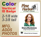 Custom Imprinted Full Color Employee ID Badges. Color ID Badge size is 2-1/8 wide by 3-3/8 inches tall. Place order here and then email your logo to customercare@insigniah.com