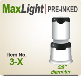 MaxLight 3X Pre Inked Rubber stamp offers the user a durable rugged printing impression, superior imprint quality, over four times the ink and many colors. Order your MaxLight 3X Today for quick ship.