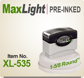 MaxLight XL535 Pre Inked Rubber stamp offers the user a durable rugged printing impression, superior imprint quality, over four times the ink and many colors. Order your MaxLight XL535 Today for quick ship. Like Xstamper N-16