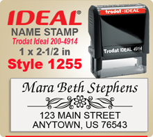 Buy creative Name Stamp Rubber Ink Stamps here. Choose a look that you like, enter your personal address city state zip. Check the button for your desired ink color and we'll have your ink stamp made q