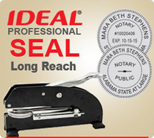 Ideal Professional Longreach Embossing Seal. This Seal can accomadate impressions 1-5/8 inch, 1-3/4 inch and in some cases up to 2 inches.