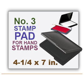 Inked Rubber Stamp Pad No 3 size for Handle Rubber Stamps. Has a heavy duty felt pad. 4-1/4 x 7 in.
