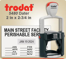 Trodat 5480 Professional Dater With Steel Frame and a composite outer skin. This nice heavy Duty Dater is available to ship next day usually if in by 4 PM Central.