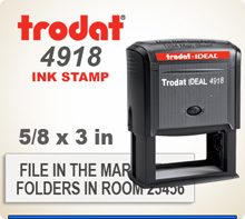 Order online Trodat Printy 4918 Self Inking Custom Rubber Stamp. Stamp prints in space 5/8 inch by 3 inches. Personalize your information by 4 pm central and it ships in a day.