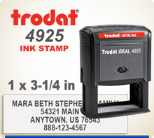 Order online Trodat Printy 4925 Large Inked Rubber Ink Stamper. This stamp is 1 inch by 3-1/4 inches. If you get your order on by 4 pm central it's on the way tomorrow.