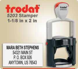Order Trodat Professional Self Inking Rubber Stamp No. 5203 online – This Trodat Stamper has a 1-1/8 x 2 inch impression area.