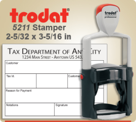 Order Trodat Professional Self Inking Rubber Stamp No. 5211 online – This Trodat Stamper has a 2-5/32 x 3-5/16 inch impression area.