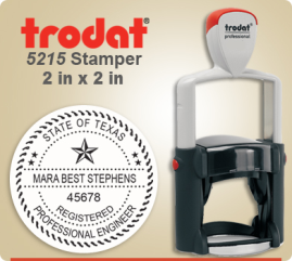Order Trodat Professional Self Inking Rubber Stamp No. 5215 online – This Trodat Stamper has a 2 x 2 inch round impression area.