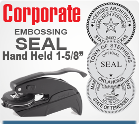 Shown here is a Trodat Corporate Embossing Seal Hand Held 1-5/8". A special storage pouch is provided with this Corporate Seal Embosser.