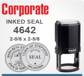 Shown here is a Trodat 4642 Self Inking Corporate Seal in a 1-5/8 inch diameter. Beautifully crafted by Trodat.