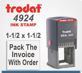 Trodat Printy 4924 Rubber Stamper. Copy space is a 1.4 by 1.4 inches square. The Printy 4924 size ships in 24 hours if order is in by 4 pm central.