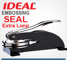 Embossing Seal With Extra Long Reach Clip. This Embossing Seal has the capability of embossing to the middle of an 8-1/2 by 11 inch sheet of paper if embossed from the left or right side.