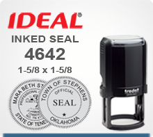 This is an Ideal 400R Professional Rubber Stamp Seal, 1-5/8 inch in diameter. Self Inking Ideal 400R Rubber Stamp Seals are used by many Professionals.