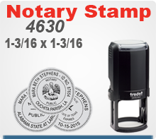 Trodat 46030 Notary Seal Stamp is 1-3/16 inch Round. It is a Self Inking Rubber Stamp.