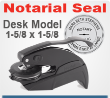 Ideal Embossing Notary Seal Desk Model. 1-5/8 inch in diameter raised, embossed image.