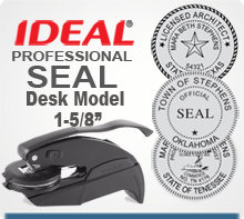 Ideal Embossing Seal, Professional model. This is a 1-5/8 inch Desk Model Ideal Embosser Seal used by various Professionals.