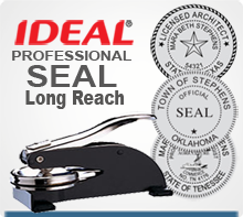 Ideal Professional Longreach Embossing Seal. This Seal can accomadate impressions 1-5/8 inch, 1-3/4 inch and in some cases up to 2 inches.