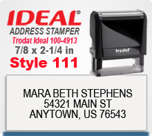 Order your unique Custom Trodat Ideal 100 4913 Rubber Address Stamp Style 111 here today. Ships in 1 Day.