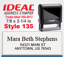 Buy Online. Custom Self Inked Style 135 Trodat Ideal 100 4913 Rubber Address Stamp. Ink stamps ship next day.