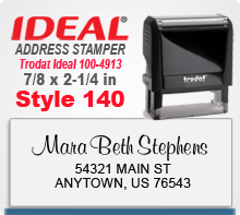 Neat layout Style 140 Trodat Ideal 100 4913 Rubber Address Ink Stamp. Ships in one day if in by 4 PM central.