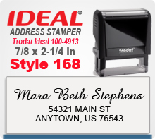 Design 168 Trodat Ideal 100 4913 Rubber Address Stamp. Order Online. Design Online. Your order ships in 1 day if ordered by 4 pm Central time.